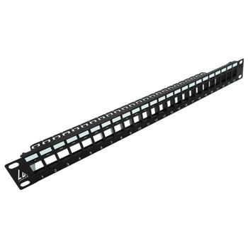 24 portový UTP Cat5e + Cat6 patch panel 1U pre 19" rack