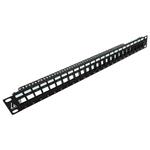 24 portový UTP Cat5e + Cat6 patch panel 1U pre 19" rack