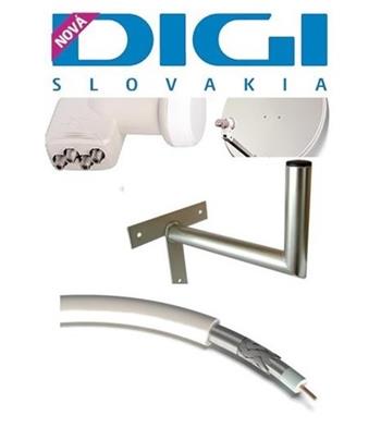 DIGI Satelitný set 5ks QUAD (PARABOLA,LNB QUAD,KONZOLA,KÁBEL 200M)