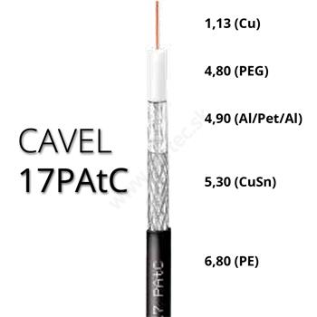 Koaxiálny kábel vonkajší CAVEL 17PAtC, PE, 6,8mm, čierny, 100m balenie