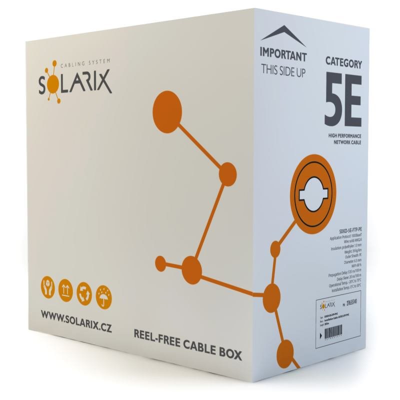 LAN kábel vonkajší SOLARIX CAT5E FTP PE, Box-305m