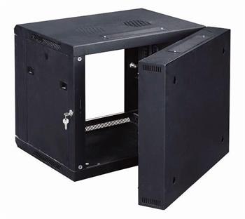 Nástenný rozvádzač RACK 19", MicroConnect 6U, hĺbka 550mm(450mm a 100mm), sklo, čierny