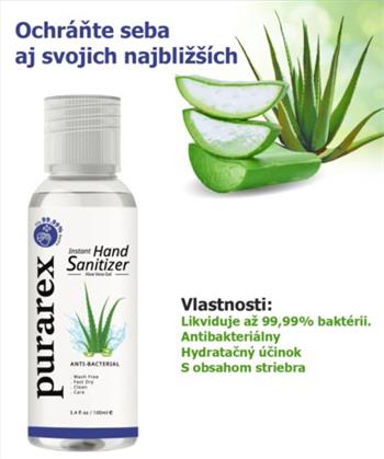 Purarex antibakteriálny gél s aloe vera a striebrom 100 ml