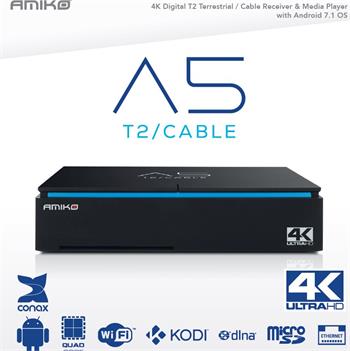 Terestriálny / Káblový prijímač DVB-T2/C Amiko A5 (Android 7.1)
