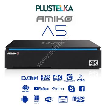 Terestriálny prijímač DVB-T/T2/OTT Plustelka Amiko A5 (Android 7.1)
